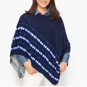 TALBOTS Shibori Stripe Poncho Navy Large